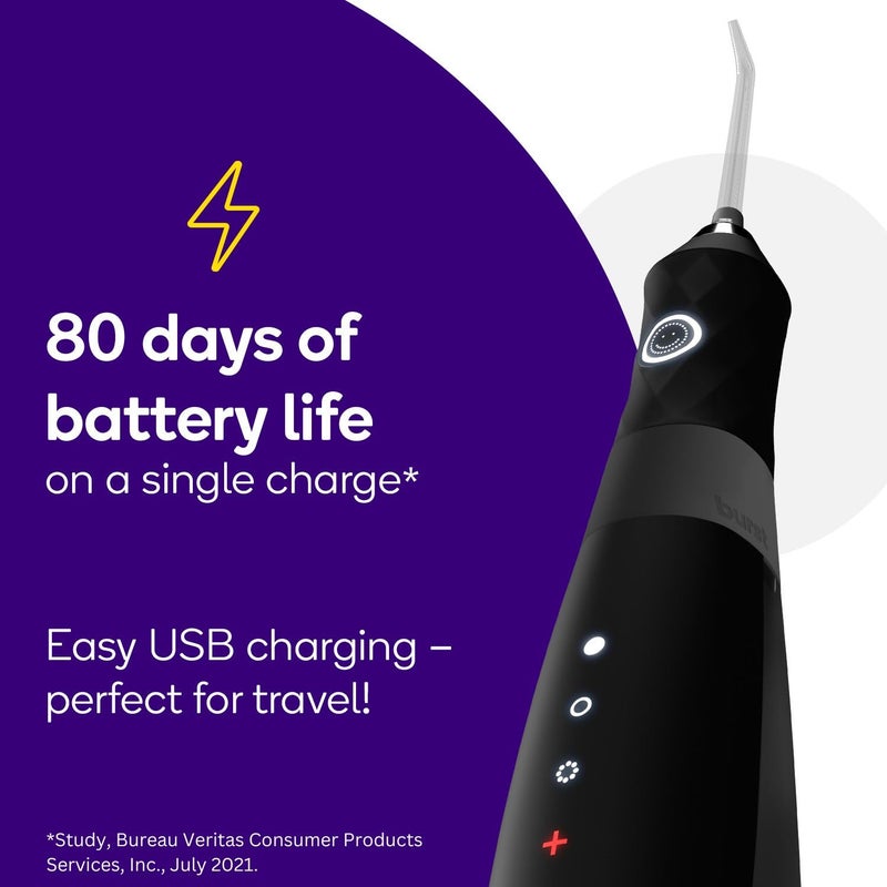 BURST Electric Water Flosser for Teeth Cleaning (3 Modes/White) | Cordless | Plaque Removal Between Braces & Dental Work | Portable Floss | Refillable 110mL Tank - Image 3
