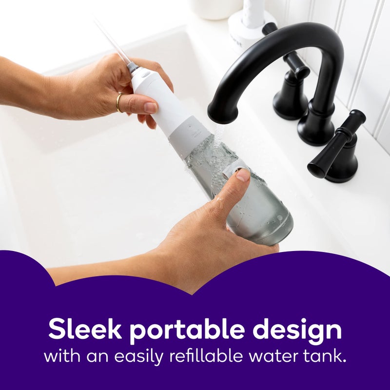 BURST Electric Water Flosser for Teeth Cleaning (3 Modes/White) | Cordless | Plaque Removal Between Braces & Dental Work | Portable Floss | Refillable 110mL Tank - Image 5