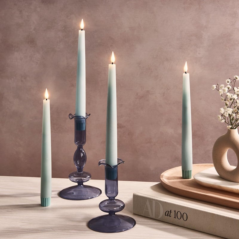 LampLust Flameless Taper Candles with Remote, 9 Inch, 4 Pack Pastel Blue Candlesticks, LED Flickering Flameless Candles for Baby Shower Gender Reveal Decorations, Spring Decor, Table Centerpieces - Image 3