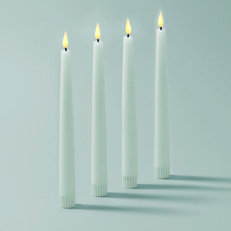 LampLust Flameless Taper Candles with Remote, 9 Inch, 4 Pack Pastel Blue Candlesticks, LED Flickering Flameless Candles for Baby Shower Gender Reveal Decorations, Spring Decor, Table Centerpieces - Image 1