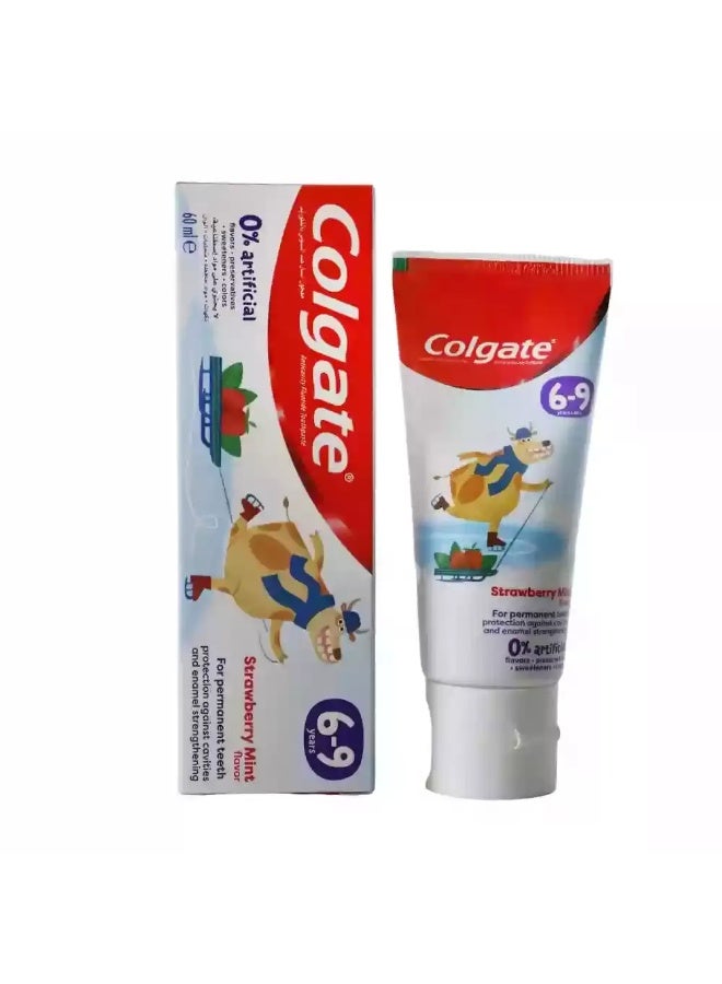 Colgate معجون أسنان كولجيت المضاد للتسوس بالفلورايد بنكهة الفراولة والنعناع للأطفال من 6-9 سنوات - 60 مل - Image 2