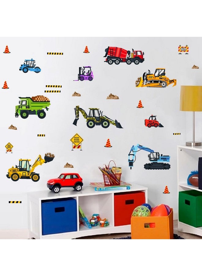 Barri Design Vehicles Wall Stickers Construction Truck Wall Decals Transportation Wall Decals Transports Road Excavator Tractor Car Wall Stickers for Boys Bedroom Kids Room Nursery Playroom Decor - Image 3