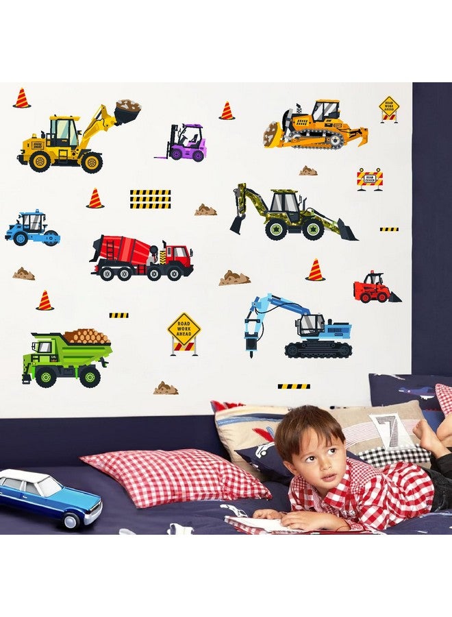 Barri Design Vehicles Wall Stickers Construction Truck Wall Decals Transportation Wall Decals Transports Road Excavator Tractor Car Wall Stickers for Boys Bedroom Kids Room Nursery Playroom Decor - Image 4