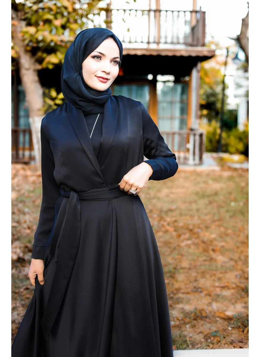Harika Wear Long Black Satin Abaya