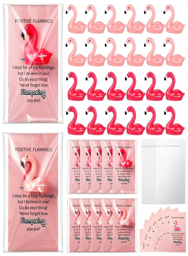 Gejoy 24 Set Flamingo Party Favors Mini Resin Flamingo Ducks Inspirational Card Christmas Positive Gifts Thank You Gifts for Women Appreciation Present for Employee Staff Coworkers Teacher - Image 1