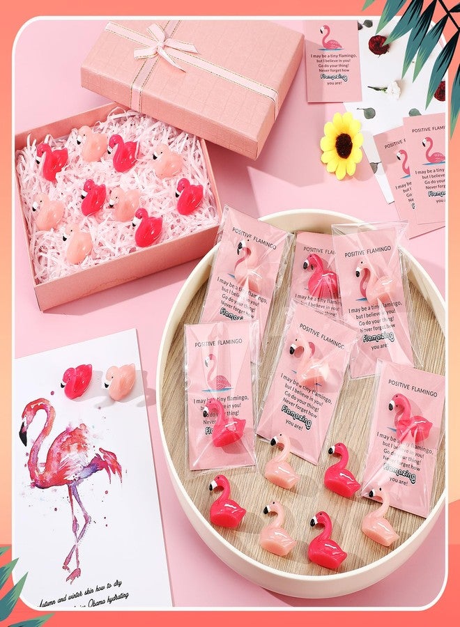 Gejoy 24 Set Flamingo Party Favors Mini Resin Flamingo Ducks Inspirational Card Christmas Positive Gifts Thank You Gifts for Women Appreciation Present for Employee Staff Coworkers Teacher - Image 3