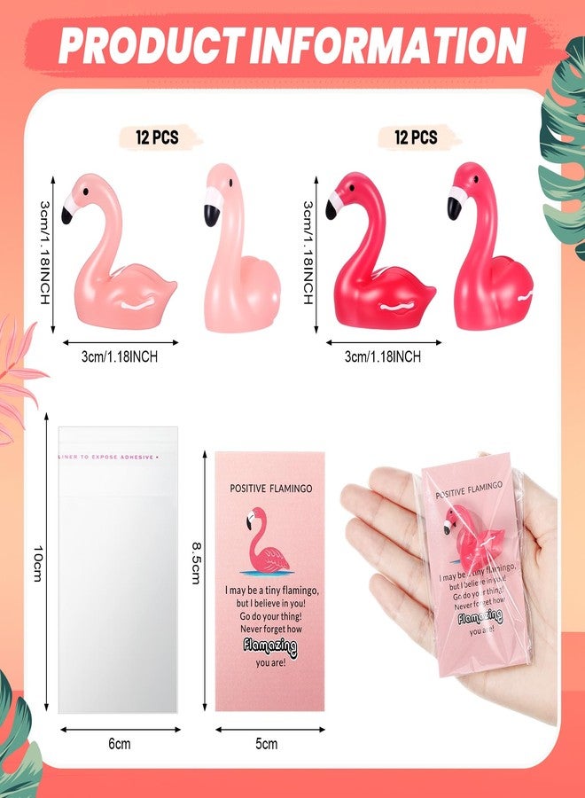 Gejoy 24 Set Flamingo Party Favors Mini Resin Flamingo Ducks Inspirational Card Christmas Positive Gifts Thank You Gifts for Women Appreciation Present for Employee Staff Coworkers Teacher - Image 2
