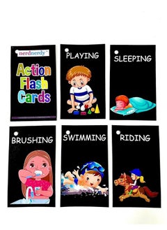 nerdnerdy NerdNerdy Action Verb- 45 Laminated Cards/High Contrast for Better Visual Perception/Vocabulary Cards for Speech Therapy/Preschool/Special Education/Language Development/  - Image 4