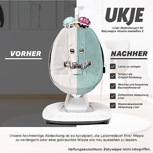 Ukje Protective Swing Cover Compatible with 4moms or MamaRoo 5 MultiMotion Baby Swing Baby Swing Liners Baby Rocker Cover Easy to Install Easy to Wash Handmade in Europe Jade - Image 3