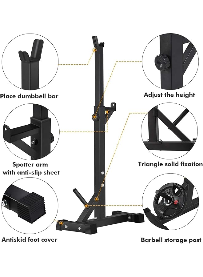 ALCOACH Squat Rack Stand Barbell Rack Bench Press Rack Stand Home Gym Adjustable Weight Rack 550Lbs (Black HM 6) - Image 5
