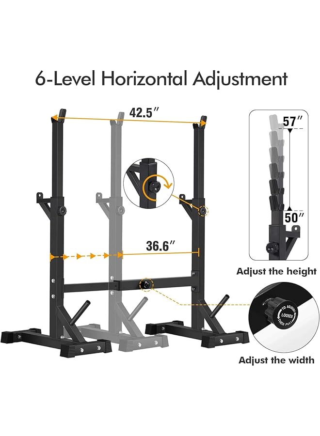 ALCOACH Squat Rack Stand Barbell Rack Bench Press Rack Stand Home Gym Adjustable Weight Rack 550Lbs (Black HM 6) - Image 3