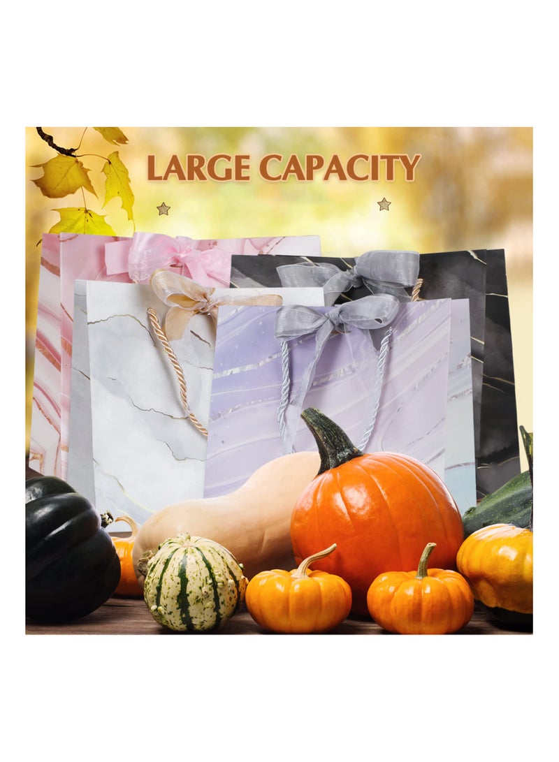 4 عبوات حقائب هدايا رخامية (8.6" × 7.8" × 3.9") مع رباط قوس - حقائب ورقية سميكة ومقاومة للماء للمناسبات مثل حفلات الزفاف وأعياد الميلاد واستقبال المواليد وحفلات الزفاف. مثالية لجميع المناسبات! - Image 3