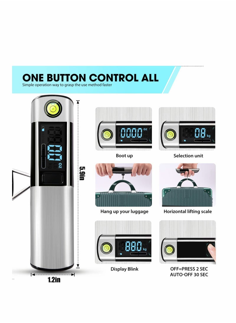 SYOSI - Luggage Scale High Precision Digital Luggage Weight Scale with Led Display for Travel Stainless Steel Housing Small and Portable Light Travel Built-in Tape Measure 110lb 50kg - Image 1