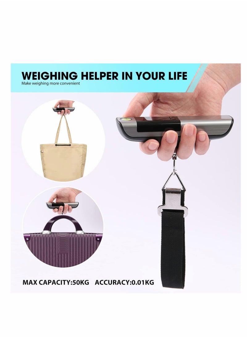 SYOSI - Luggage Scale High Precision Digital Luggage Weight Scale with Led Display for Travel Stainless Steel Housing Small and Portable Light Travel Built-in Tape Measure 110lb 50kg - Image 1