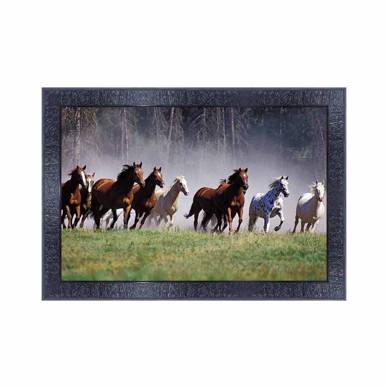 pnf Poster And Frames Vastu Horse Wooden Photo Frame With Acrylic Sheet | For Living Room, Bedroom | Home Decoration Item | Best Gifting Option (10 * 14inch,Multicolour,Synthetic) 7984 - Image 1