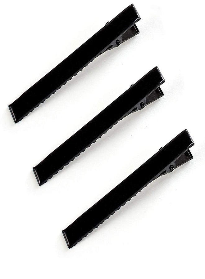 Teensery 50 Pcs Black Alligator Hair Clip Single Prong Flat Top Metal Duck Bill Clip Hair Hairbow Accessories for DIY Craft (7.5cm) - Image 1