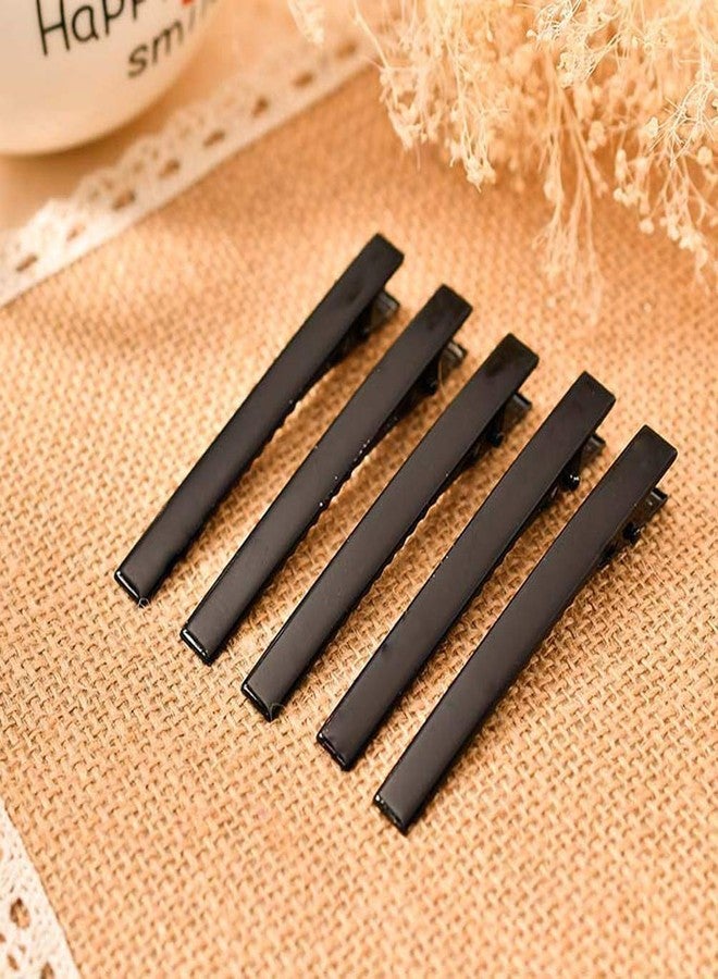 Teensery 50 Pcs Black Alligator Hair Clip Single Prong Flat Top Metal Duck Bill Clip Hair Hairbow Accessories for DIY Craft (7.5cm) - Image 4