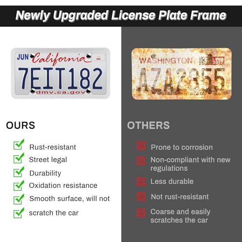 Alpmosn 2PCS Stainless Steel License Plate Frames, 4 Holes Car Licence Plate Covers with Screws Washers and Caps, Car Exterior Accessories, License Plate Holder for US Vehicles (White) - Image 5