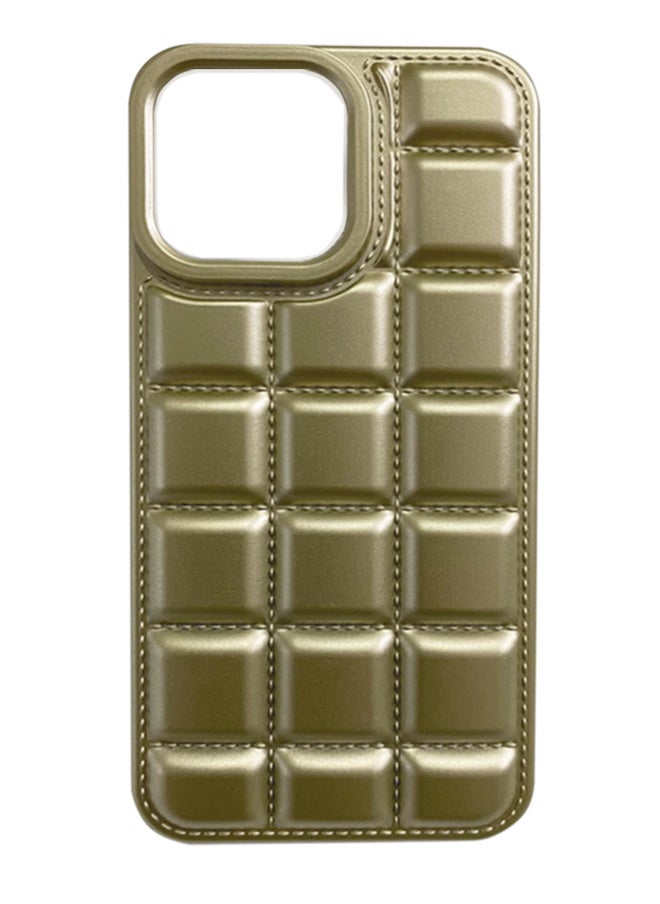 Generic - Luxury Plating Chocolate Block Pattern Case For Iphone 15, Shockproof Phone Back Cover For iPhone 15 - Gold - Image 1