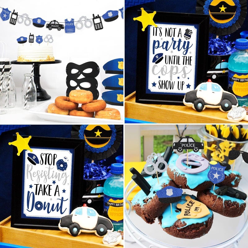 Levfla Officer Donut Bar Decoration Kit Police Banner Party Until The Cops Shown Up Table Sign Doughnut Dessert Food Topper for Graduation Birthday Retirement Anniversary Party Favor Ideas Supplies - Image 5