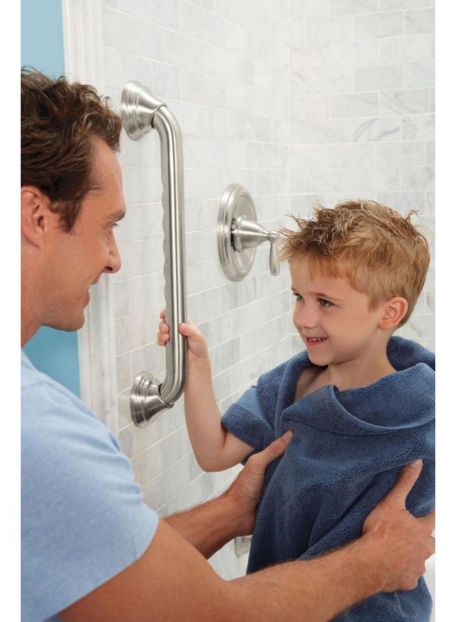 MOEN Brushed Nickel Bathroom Safety 24-Inch Designer Safety Shower Grab Bar with Curled Grip for Handicapped or Elderly, LR8724D3GBN - Image 5