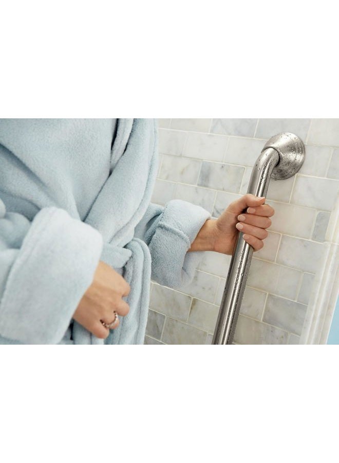 MOEN Brushed Nickel Bathroom Safety 24-Inch Designer Safety Shower Grab Bar with Curled Grip for Handicapped or Elderly, LR8724D3GBN - Image 3