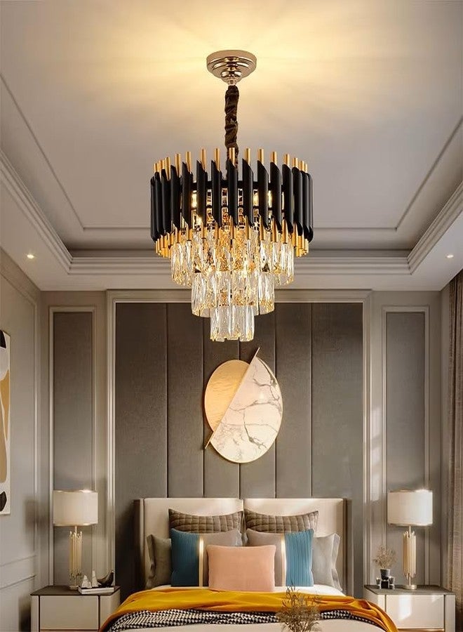 Weldecor Weldeccor®Luxury Crystal Chandelier/JHOOMER for Living Room Bedroom | Black Gold Modern LED Ceiling Light | Designer Hanging Lamp for Hall Dining Foyer (BG-500mm) - Image 1