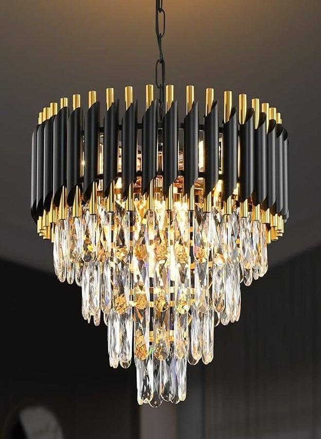 Weldecor Weldeccor®Luxury Crystal Chandelier/JHOOMER for Living Room Bedroom | Black Gold Modern LED Ceiling Light | Designer Hanging Lamp for Hall Dining Foyer (BG-500mm) - Image 5