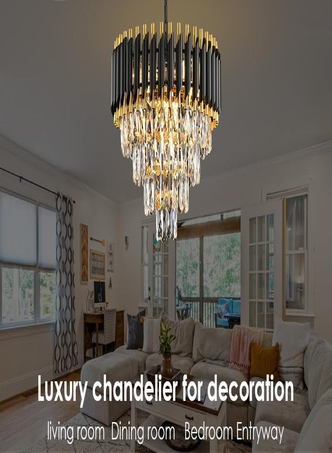 Weldecor Weldeccor®Luxury Crystal Chandelier/JHOOMER for Living Room Bedroom | Black Gold Modern LED Ceiling Light | Designer Hanging Lamp for Hall Dining Foyer (BG-500mm) - Image 3