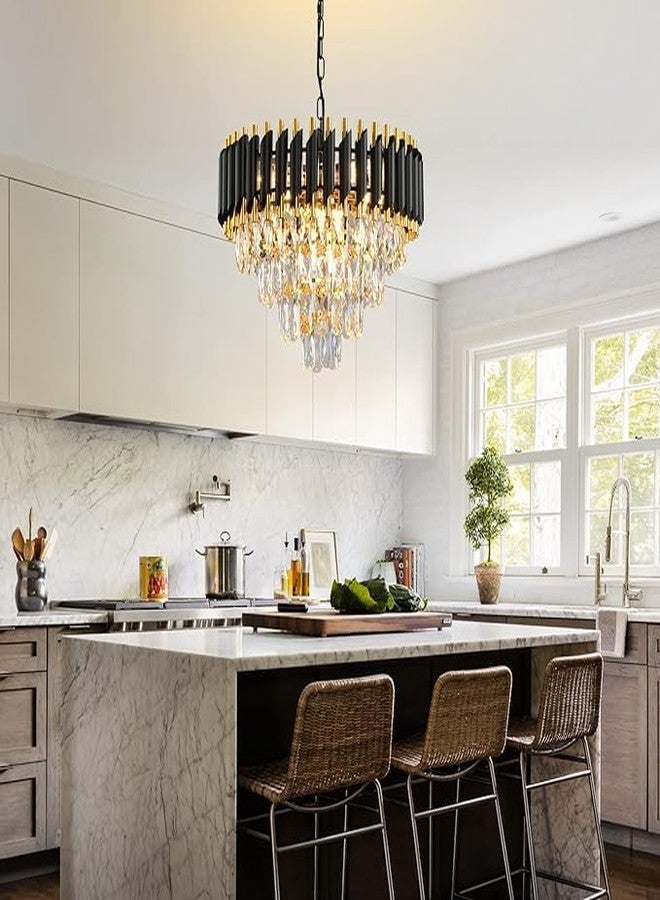 Weldecor Weldeccor®Luxury Crystal Chandelier/JHOOMER for Living Room Bedroom | Black Gold Modern LED Ceiling Light | Designer Hanging Lamp for Hall Dining Foyer (BG-500mm) - Image 2