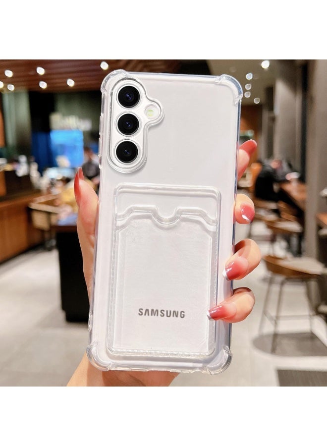Samsung Galaxy A17 4G/5G Case Clear Card Holder Back Wallet Crystal Transparent Soft TPU Shockproof Bumper Corner Drop Protection Phone Case Cover With Camera Lens Protection - Transparent