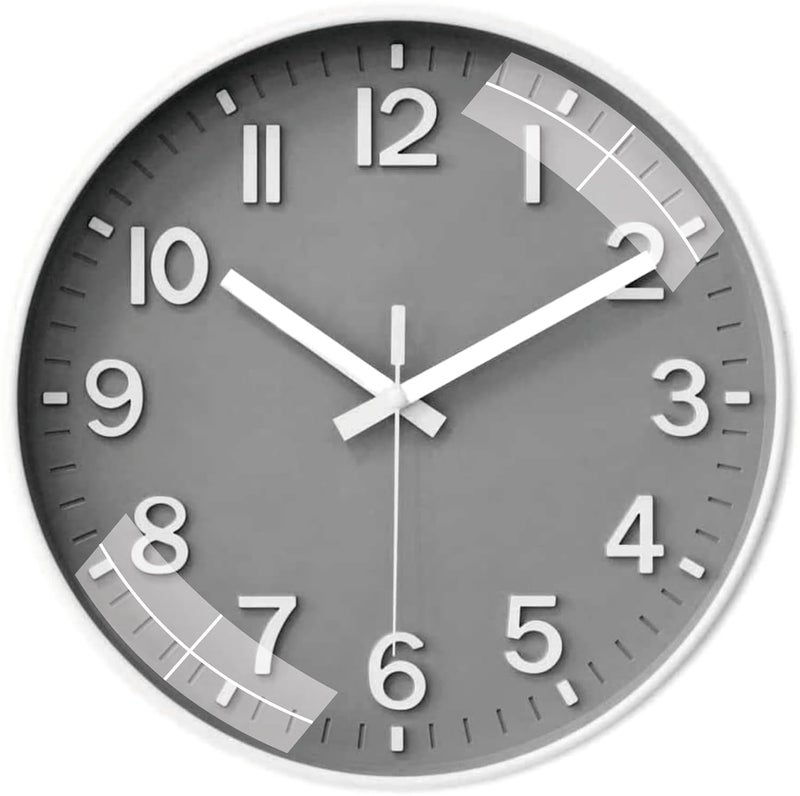 TEKCOOL Plastic Digital Wall Clock 12" Silent Quartz Decorative Latest Non-Ticking Classic Clock Battery Operated Round Easy to Read for Room/Home/Kitchen/Bedroom/Office/School (Grey White)' - Image 4