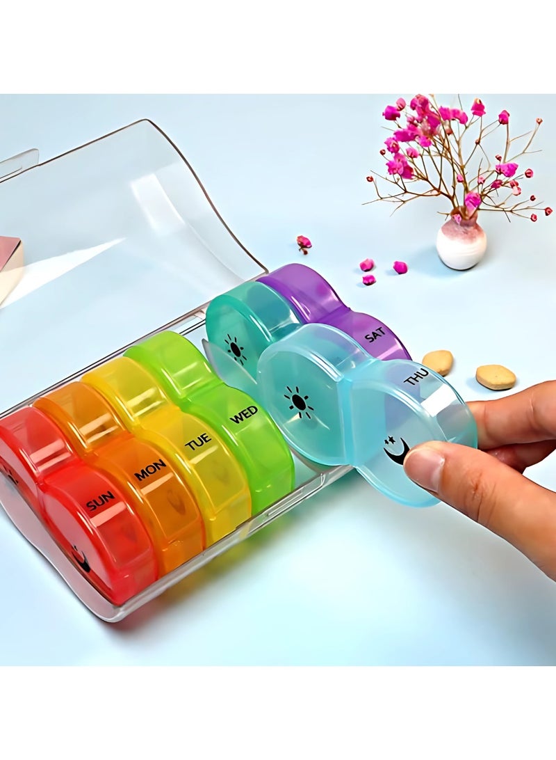 Pill Box 7 Day AM PM (Twice a Day) Weekly Pill Organizer with Moisture-Proof Design. Travel Friendly (Multicolor) - Image 2