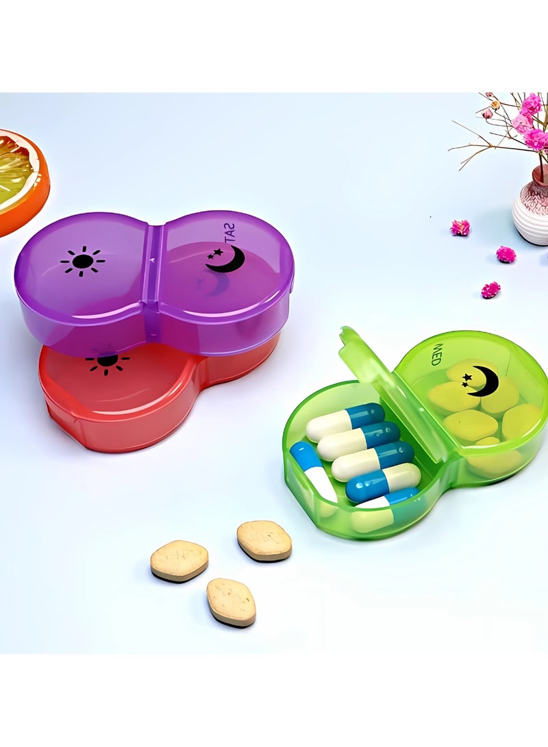 Pill Box 7 Day AM PM (Twice a Day) Weekly Pill Organizer with Moisture-Proof Design. Travel Friendly (Multicolor) - Image 4