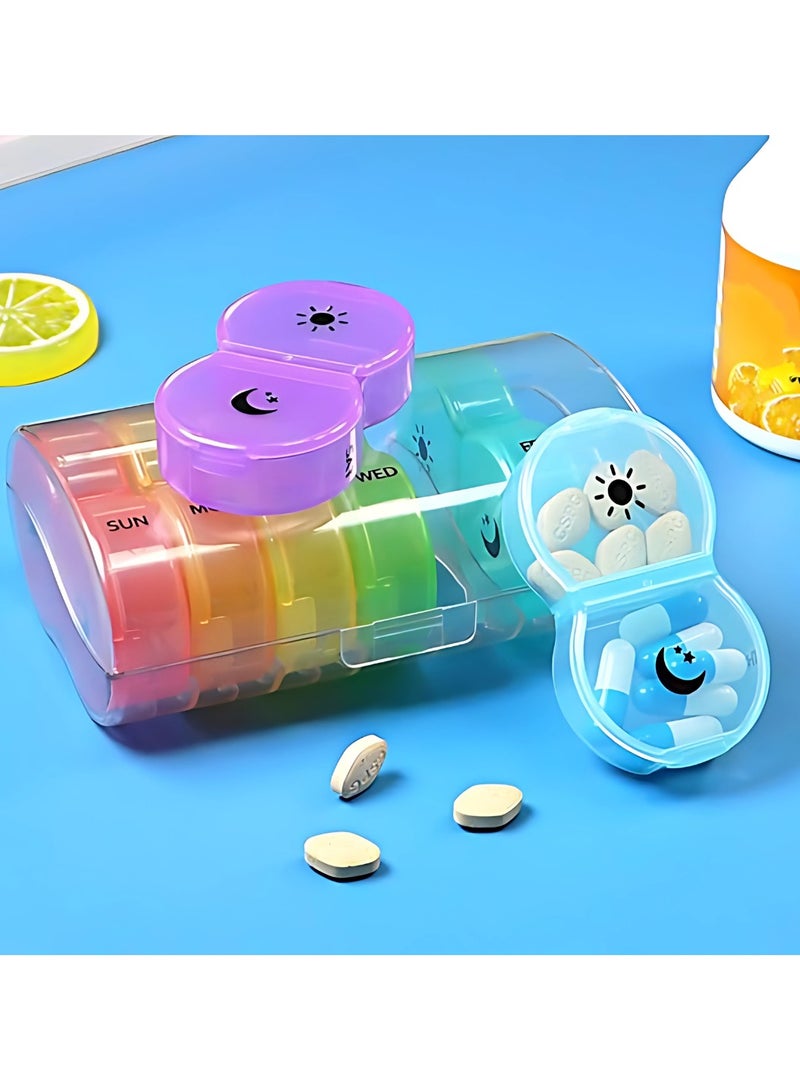 Pill Box 7 Day AM PM (Twice a Day) Weekly Pill Organizer with Moisture-Proof Design. Travel Friendly (Multicolor) - Image 3