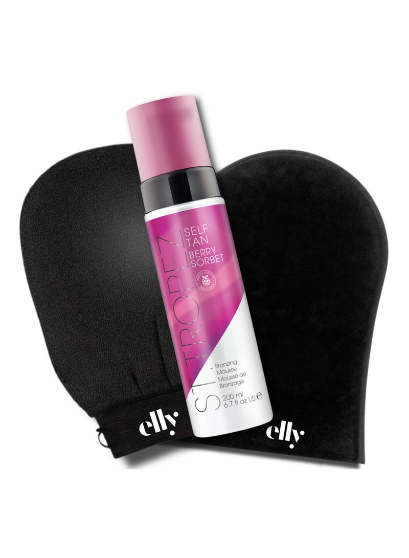 ST.TROPEZ St.Tropez Kit Berry Sorbet Bronzing Mousse Fake Tan 200ml, Elly Exfoliator Glove, Elly Application glove mitt.  - Image 1