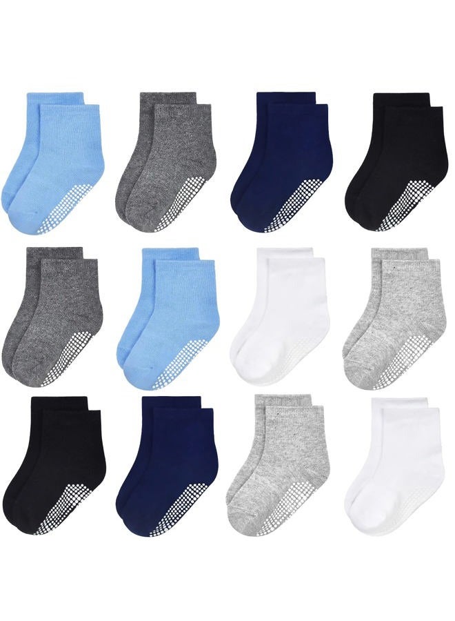 GRPSKCOS Toddler Boys Girls Non Slip Socks 12 Pairs Anti Skid Sticky Baby Socks Cotton Socks for 0-5 Years Little Kids Infants…, #1 Multicolor-12 Pairs, 6-12 Months - Image 1