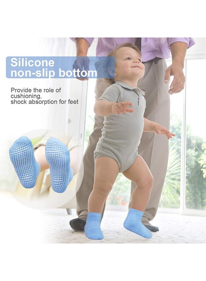 GRPSKCOS Toddler Boys Girls Non Slip Socks 12 Pairs Anti Skid Sticky Baby Socks Cotton Socks for 0-5 Years Little Kids Infants…, #1 Multicolor-12 Pairs, 6-12 Months - Image 2
