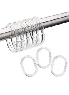 Rubik Shower Curtain Rings Plastic Transparent, C-Shape Curtain Rings Holder for Bathroom Toilet (12pcs Transparent)  - Image 1