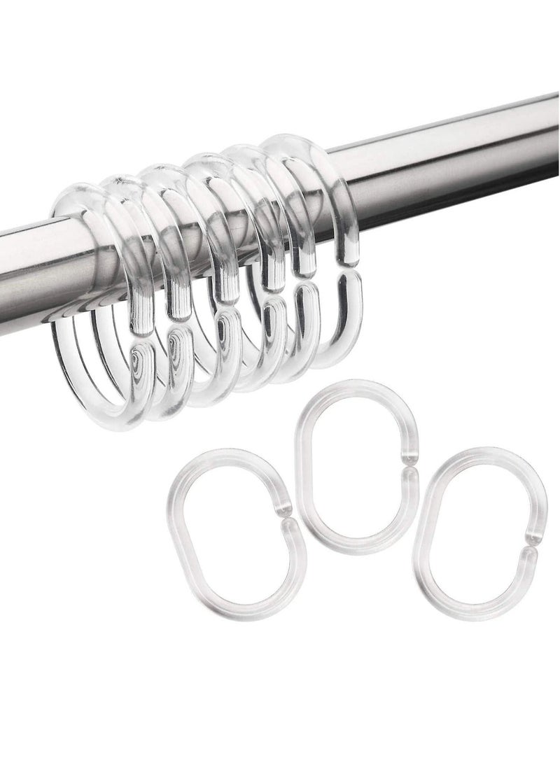 Rubik Shower Curtain Rings Plastic Transparent, C-Shape Curtain Rings Holder for Bathroom Toilet (12pcs Transparent)  - Image 1