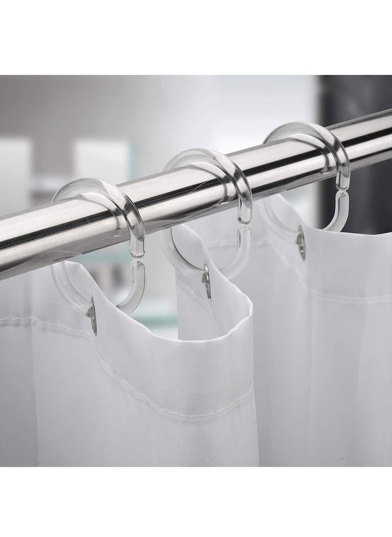 Rubik Shower Curtain Rings Plastic Transparent, C-Shape Curtain Rings Holder for Bathroom Toilet (12pcs Transparent)  - Image 2