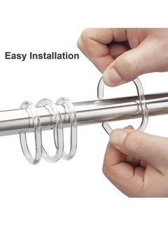 Rubik Shower Curtain Rings Plastic Transparent, C-Shape Curtain Rings Holder for Bathroom Toilet (12pcs Transparent)  - Image 3