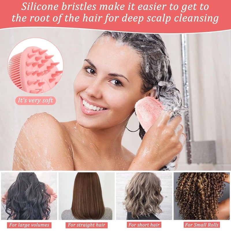 PRITASHA Exfoliating Silicone Body Brush2 in 1 Bath and Shampoo BrushWet and Dry Scalp MassagerPremium Silicone LoofahLathers WellEco Friendly Easy to CleanWith soap stand MULTI COLOUR - Image 4