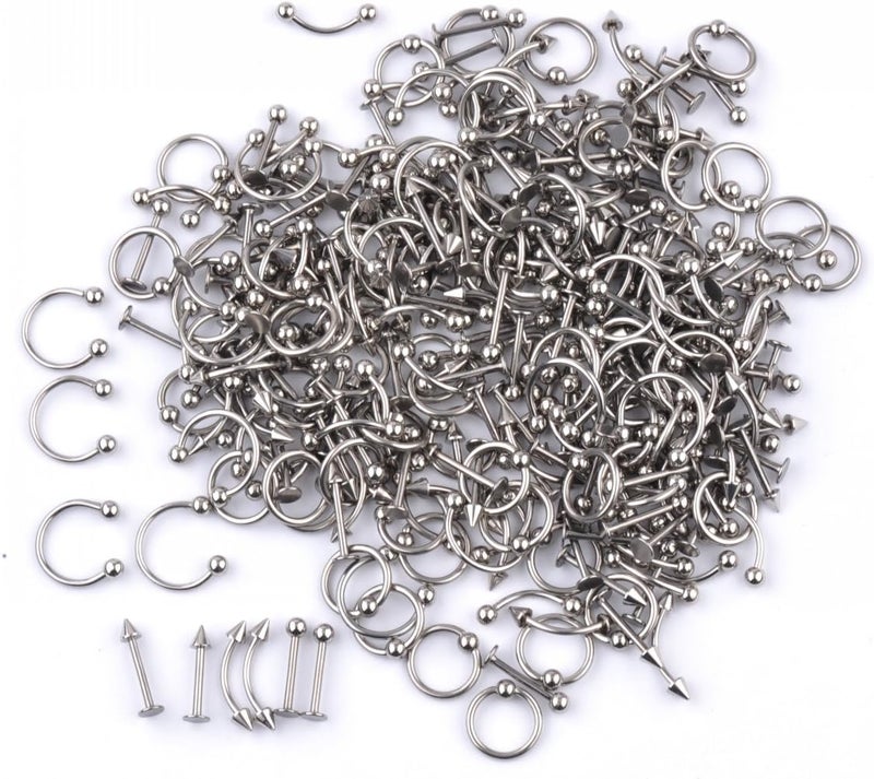 IPINK Piercing Kit 14G-16G Rainbow Surgical Steel Body Piercing Belly Button,Tongue, Eyebrow, Nipple, Lip, Nose, Chi Gauge - Image 1