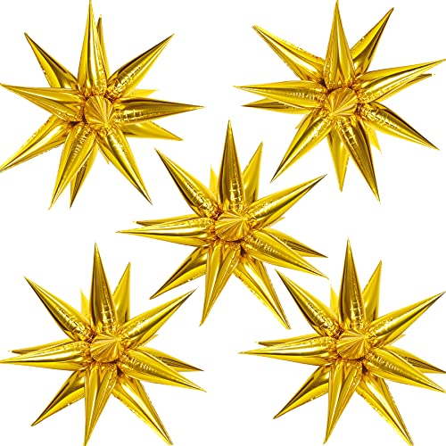 ZAKVOOR 60 Pcs Star Balloons 12 Spike Foil Explosion Party Decoration Balloons for Christmas New Year Eve Graduation Birthday Gold - Image 1