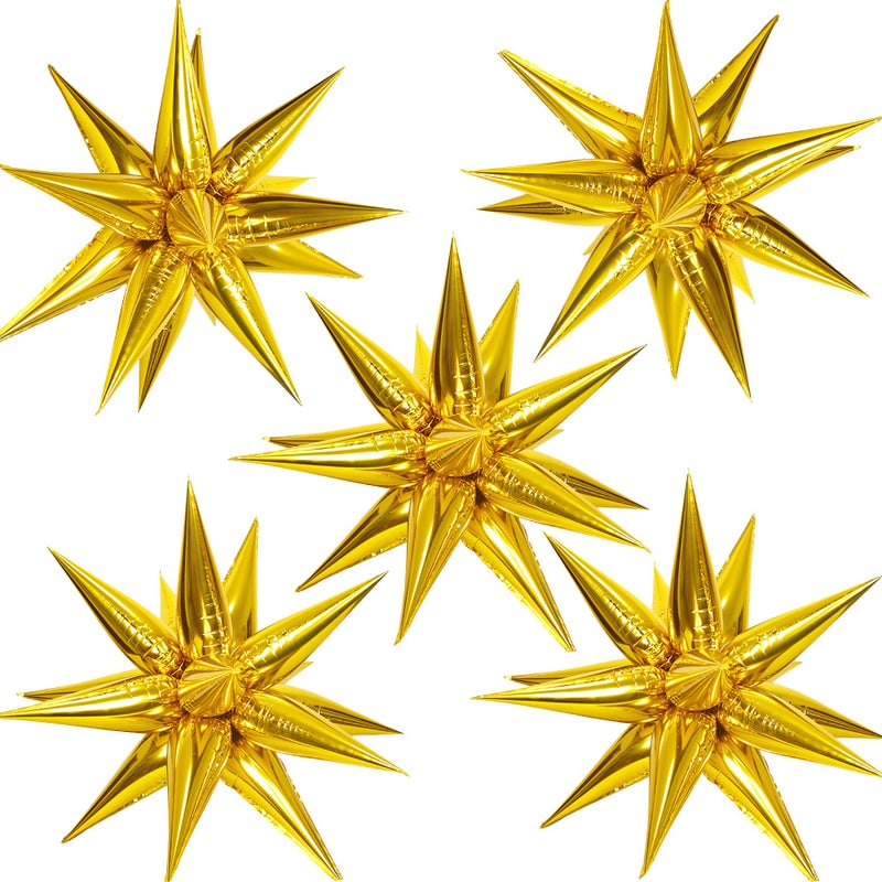 ZAKVOOR 60 Pcs Star Balloons 12 Spike Foil Explosion Party Decoration Balloons for Christmas New Year Eve Graduation Birthday Gold - Image 2