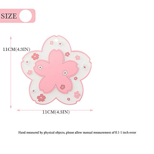 Binoster Sakura Coffee Cup Mat Kawaii Coaster 2PCS Cute Cherry Blossom PVC Home Tea Mug Pink Flower Pattern Anti-Skid Pot Bowl Pad Placemat for Desk Drink Table Decor Kawaii Accessories (Small) - Image 4