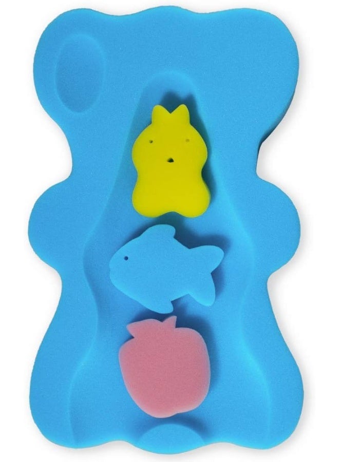 هالو Hallo Soft Infant Bath Sponge Anti Bacterial and Skid Proof Baby Bath Mat Newborn Odor Free (Blue) - Image 1