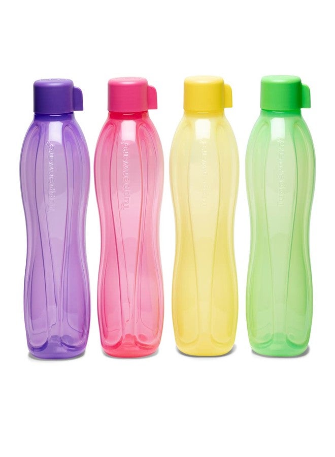 Tupperware Aquasafe Plastic Bottle, 1000ml, Set of 4, Pink, Green, Yellow, Purple - Image 1