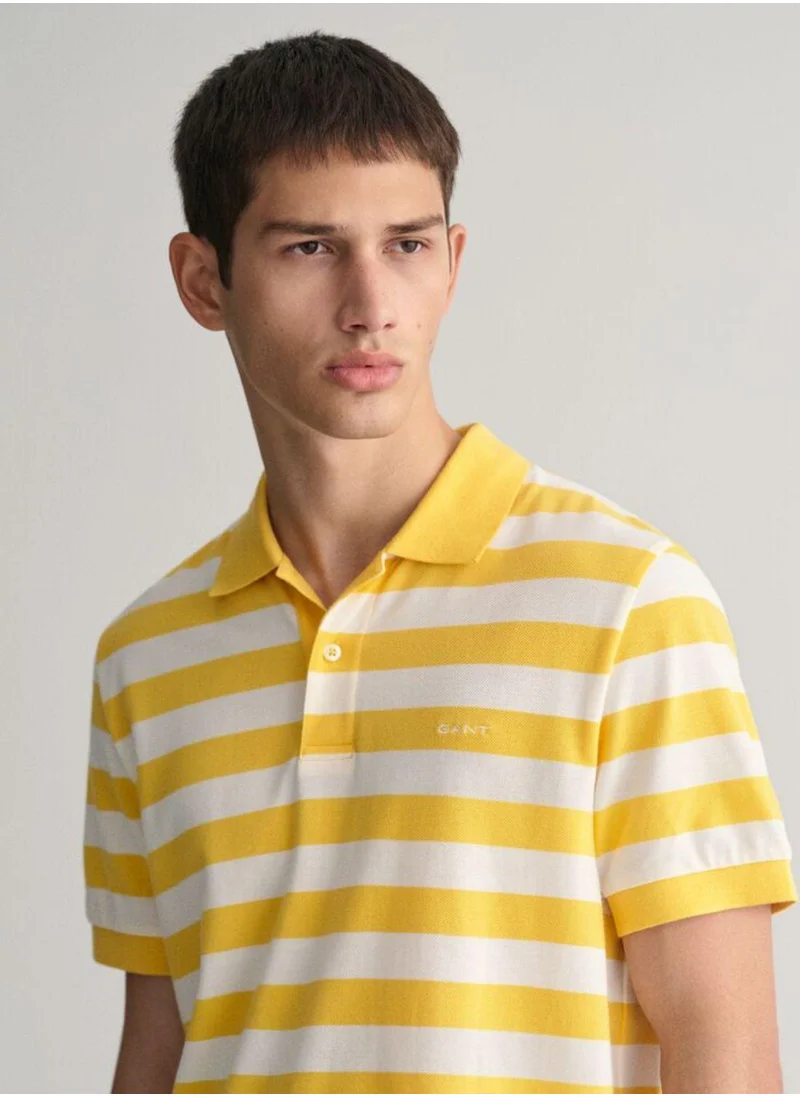 غانت Gant Wide Striped Piqué Polo Shirt